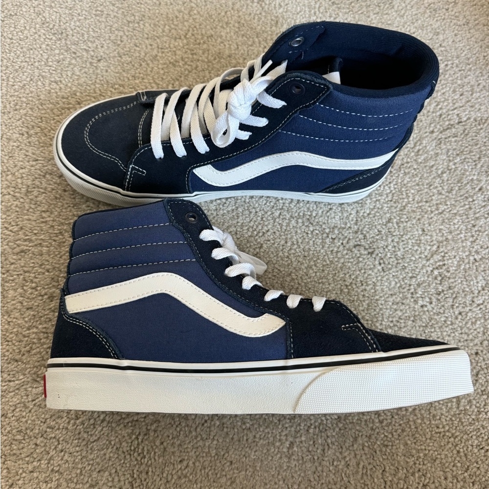 Vans Navy and White Sk8 Hi High-Top Sneakers